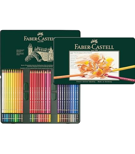 Faber-Castell 110060 Polychromos – 60 Colouring Pencils in Metal